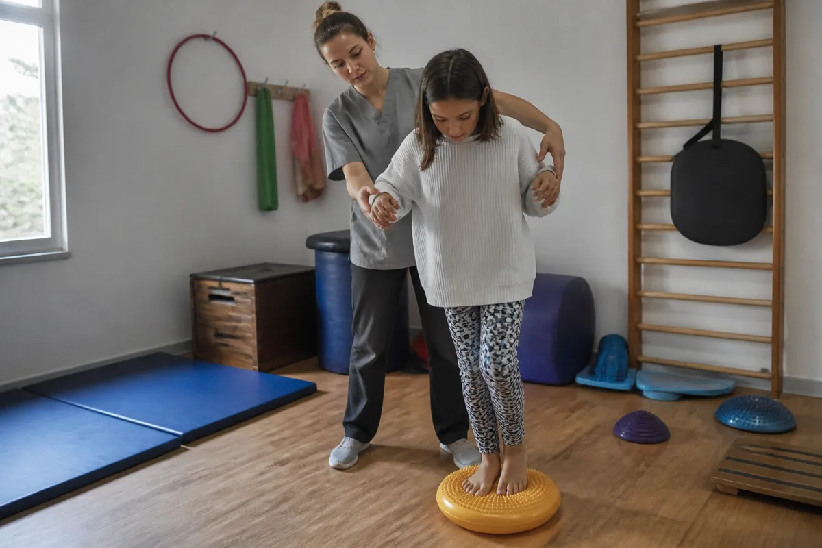 Séance de psychomotricité avec exercice de coordination motrice
